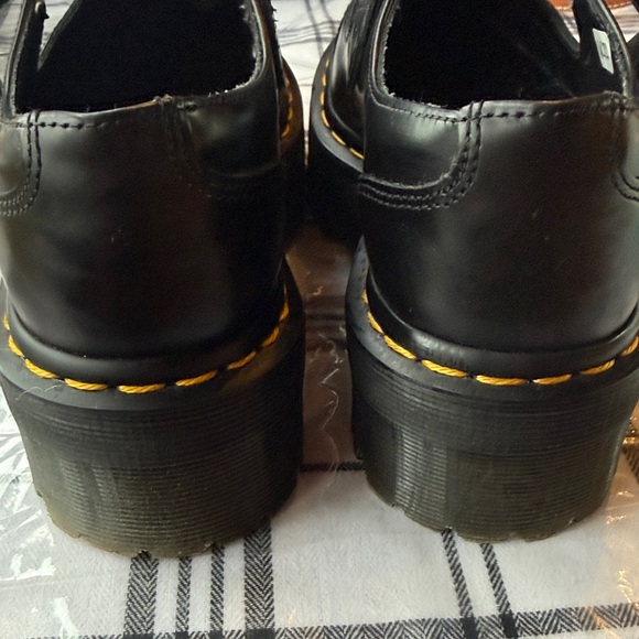 Dr. Martens Black Platform Shoes with Yellow Stitching - Picture 3 of 4